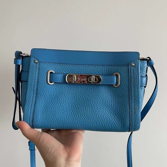 NWT Coach Swagger Wristlet/Crossbody Turquoise # 53032 Retail $275 - Picture 1 of 11